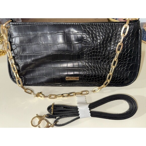 NWOT ALDO Croc Embossed Gold Chain Strap Bag Purse, VTG. Rare Find - Picture 5 of 5